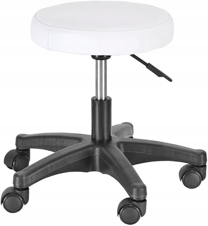 Fotel kosmetyczny z ekoskóry biały, wygodny i trwały + taboret - zdjęcie 2