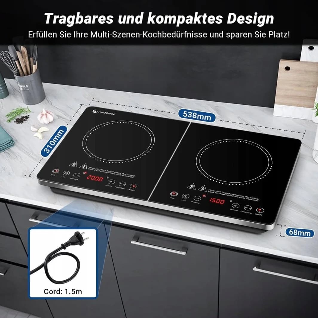 AMZCHEF PŁYTA INDUKCYJNA 2 PŁYTY 3500 W MOBILNA KUCHENNA AMZCHEF PŁYTA INDUKCYJNA 2 PŁYTY 3500 W MOBILNA KUCHENNA - AMZCHEF Płyty grzewcze