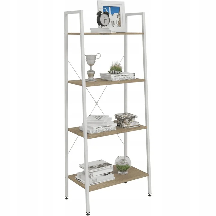 WOLTU 4-poziomowa drewniana półka do przechowywania biały i drewniany WOLTU 4-poziomowa drewniana półka do przechowywania biały i drewniany - Woltu Regały
