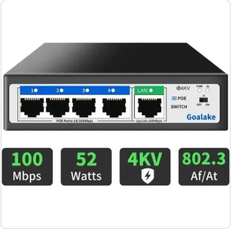 GOALAKE POE104D 5-port przełącznik AI PoE+ wtyczka uk plus adapter eu GOALAKE POE104D 5-port przełącznik AI PoE+ wtyczka uk plus adapter eu - Urządzenia sieciowe